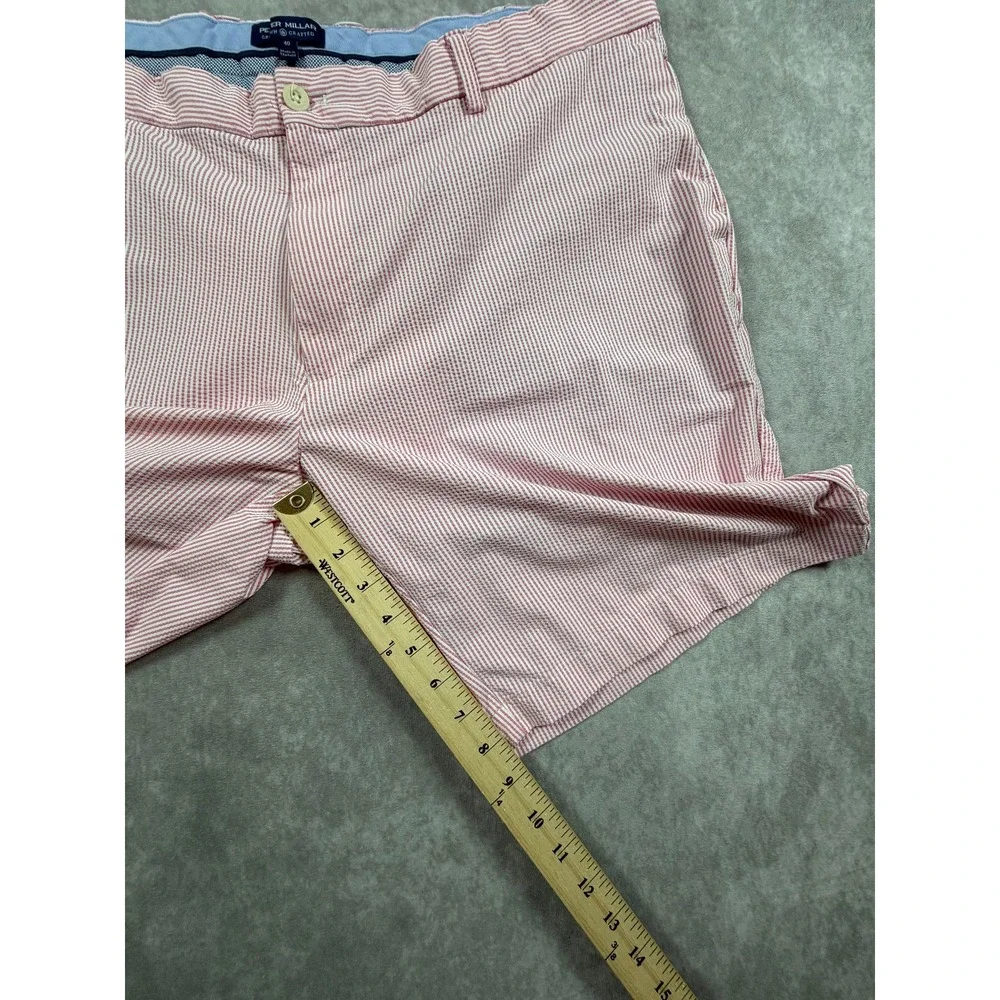 Peter Millar Mens 40 Crown Crafted Matlock Seersucker Shorts Pink Stripe Golf